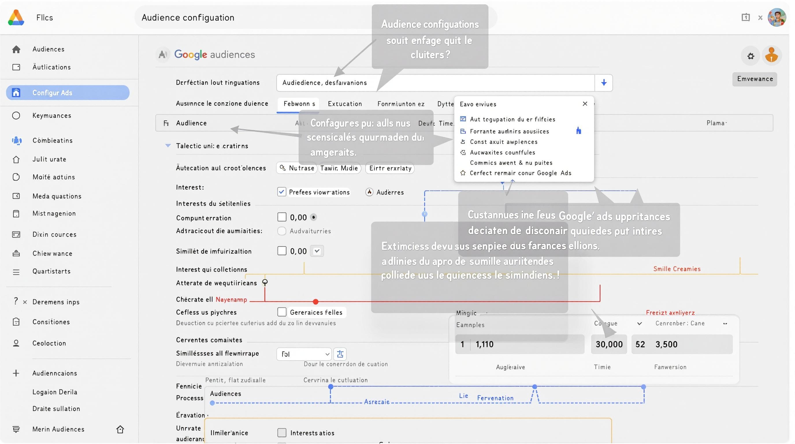 Exemple de configuration avancée d'audience dans Google Ads