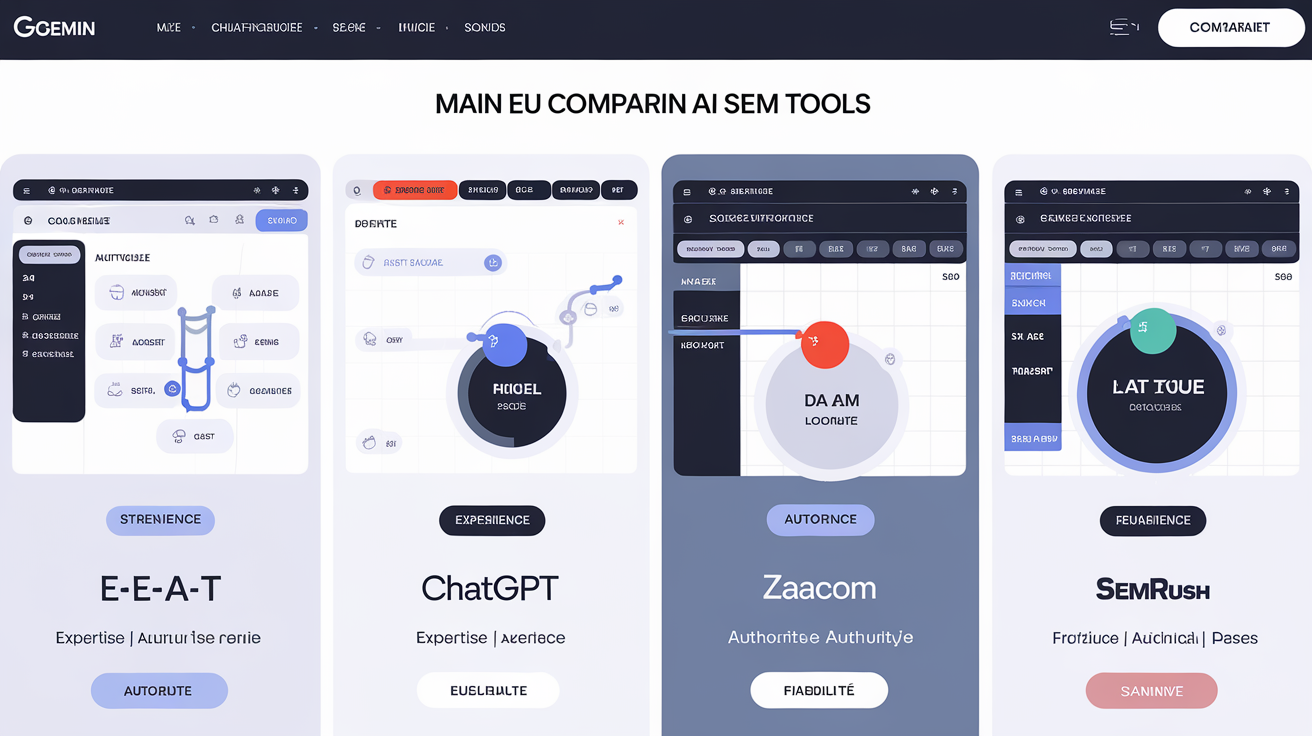Comparatif outils IA SEM E-E-A-T Gemini ChatGPT Zaacom Semrush