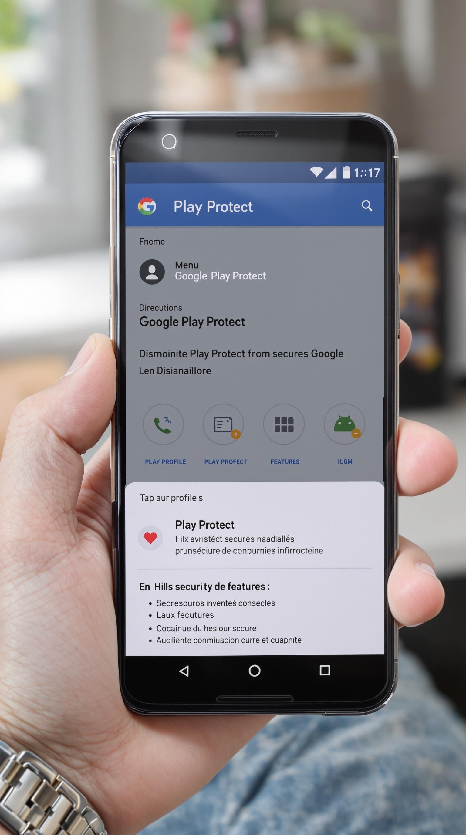 Chemin pour accéder à Google Play Protect dans le Play Store sur Android.