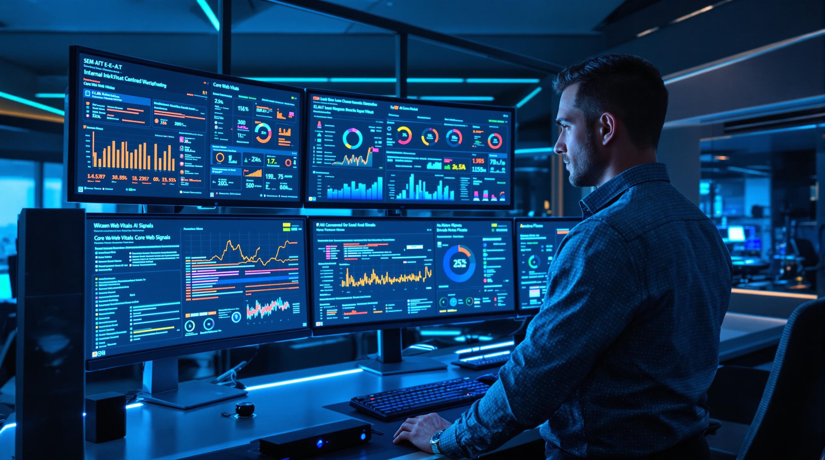Expert SEM : dashboard E-E-A-T, maillage interne et Core Web Vitals
