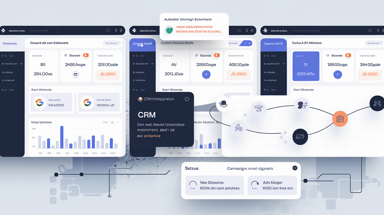 Interface gestion SEM Google Ads Microsoft Ads Zaacom CRM automation 2025