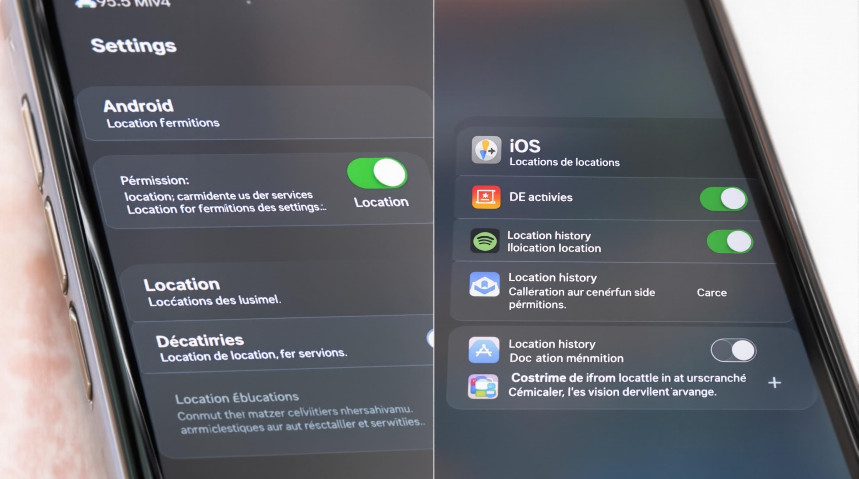 Paramètres de confidentialité pour la localisation sur Android et iOS
