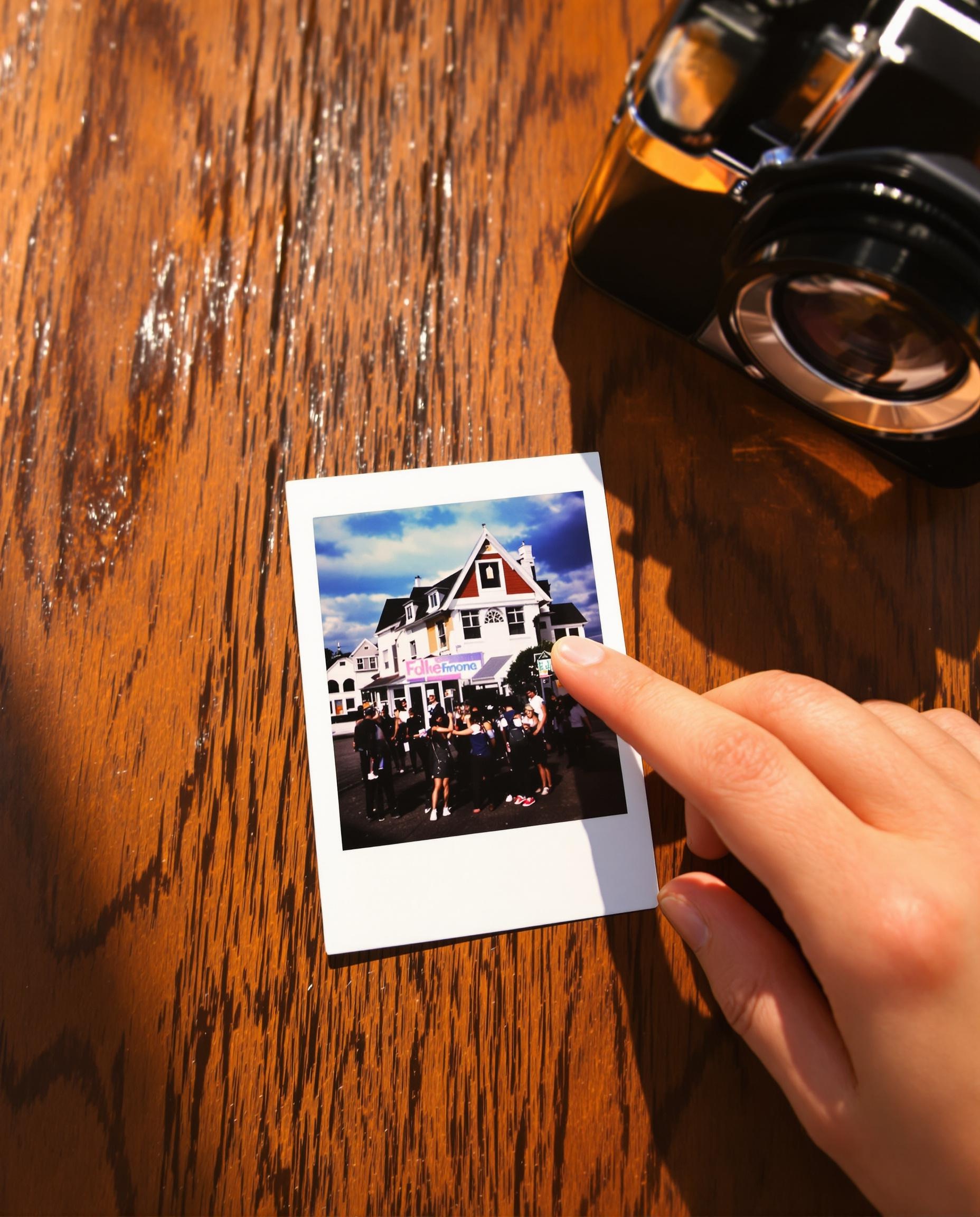 Photo instantanée réussie et développée sortie d'un Polaroid