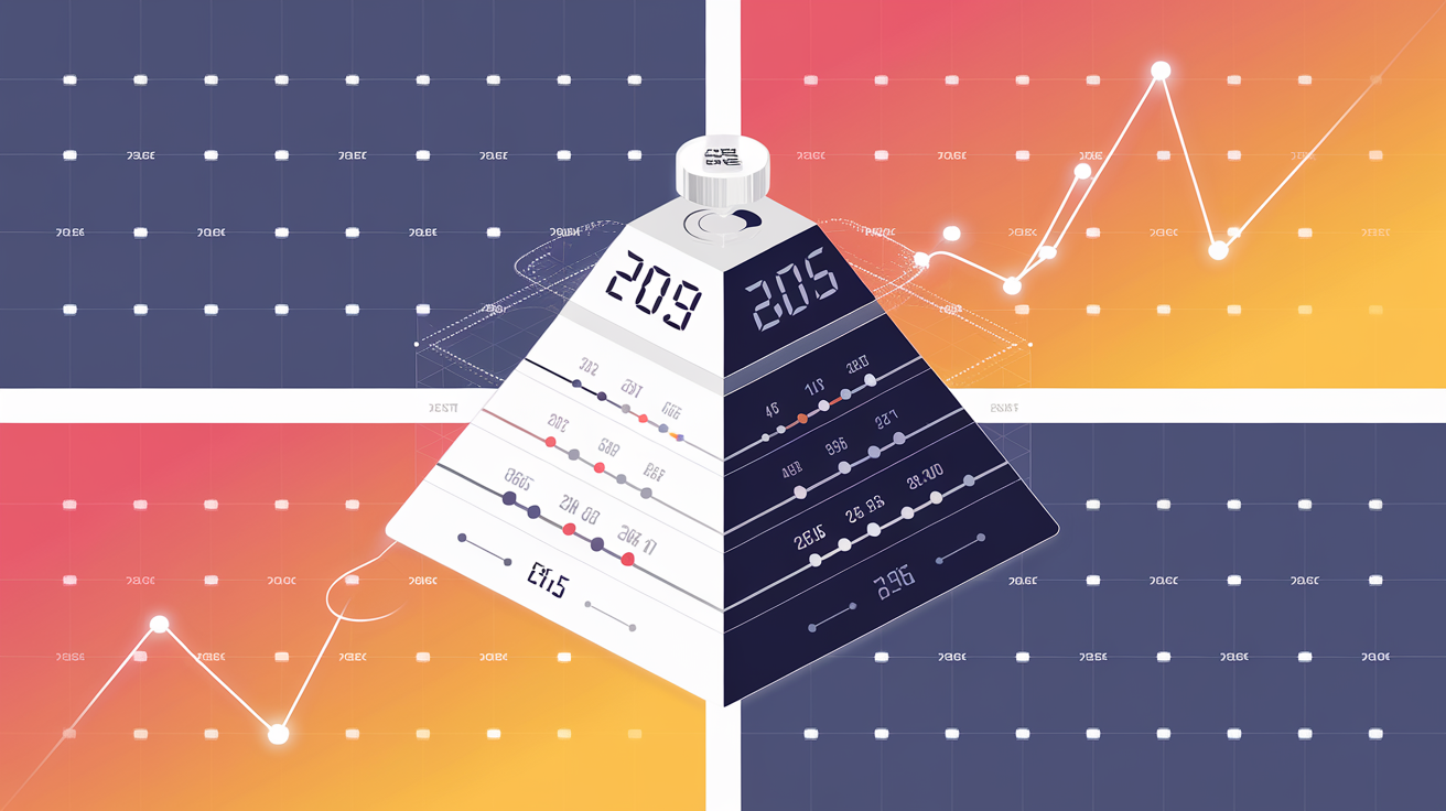 Illustration d’une stratégie Instagram avec pyramide, KPIs et feed coloré