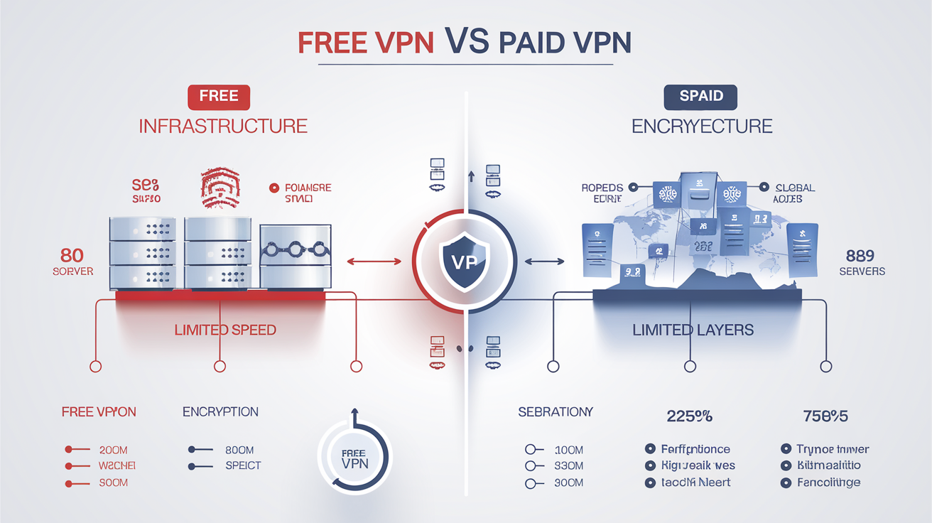 Comparaison entre l'architecture des VPN gratuits et payants