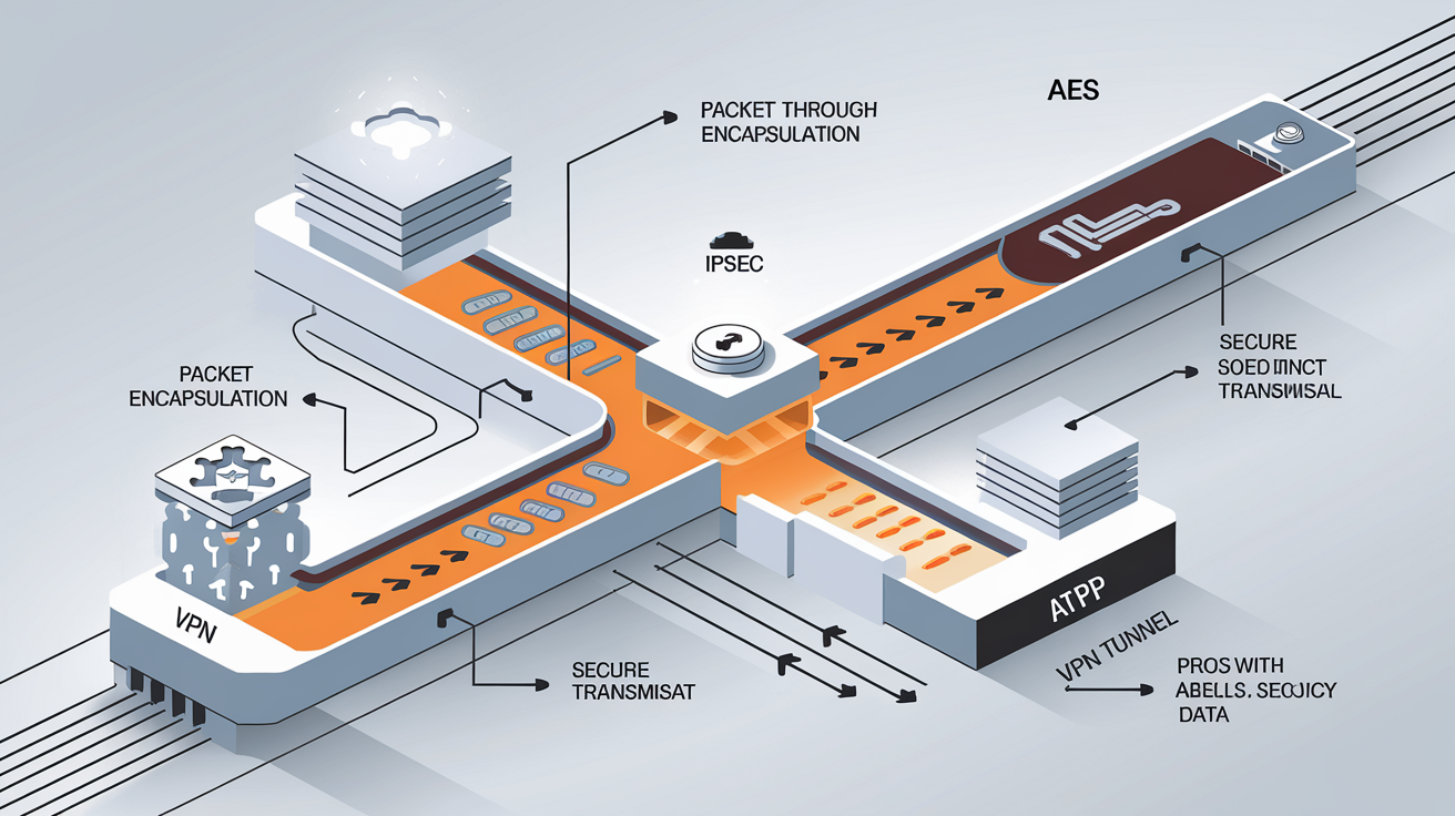 Schéma technique du tunnel VPN et processus de chiffrement